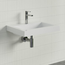 Essential Accessible 600mm Gloss White Rectangular Composite Wall Hung Basin